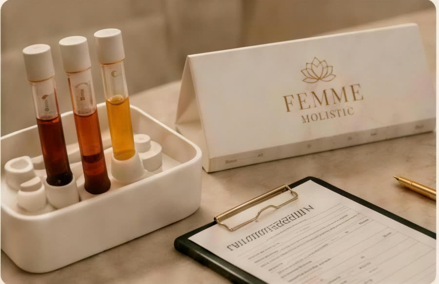 Bloedmonsters voor de Holistische Bloedtest met een Femme Holistic-kaart